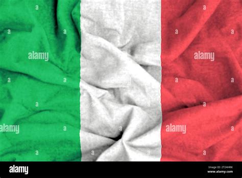 Italian flag of Italy State with vibrant colors and fabric background ...