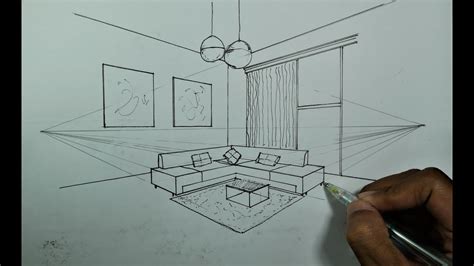 How To Draw a Simple Living Room in 2 Point Perspective Idea - YouTube