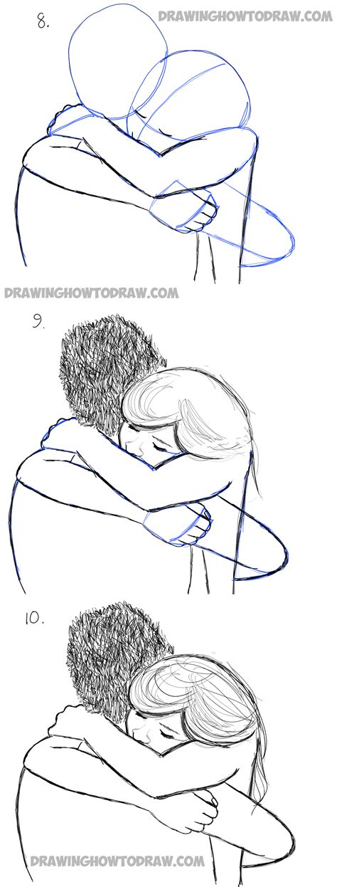 How to Draw Two People Hugging : Drawing Hugs Step by Step Drawing ...