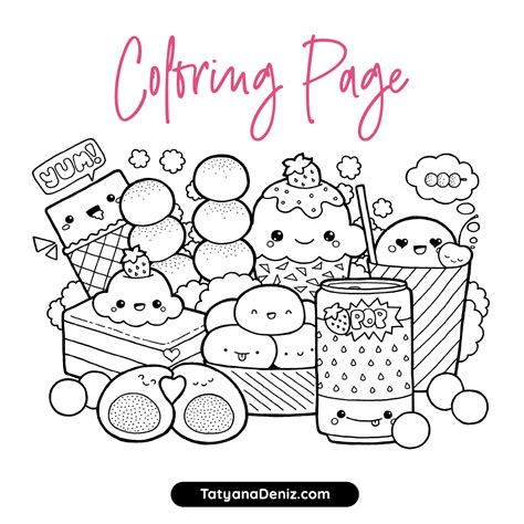 Kawaii Sweets Doodle: FREE Coloring Page (Printalbe PDF)