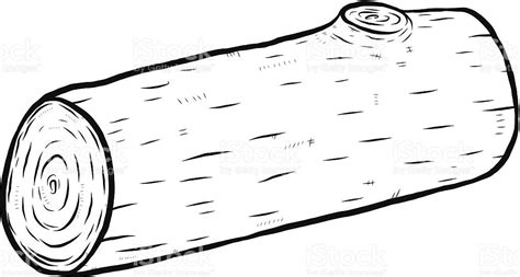 wood log / cartoon vector and illustration, black and white, hand ...