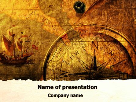 Ancient Map With Compass Presentation Template for PowerPoint and ...