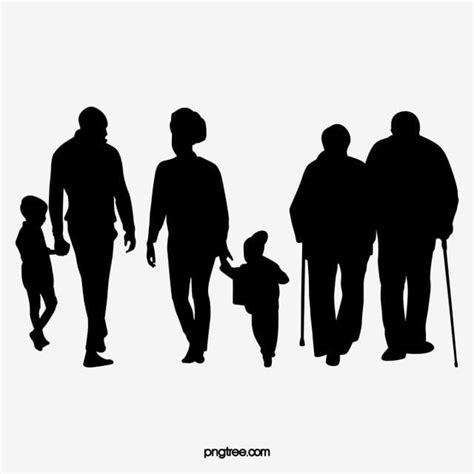 Black Family Silhouette Vector