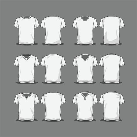 Outline Short Sleeve TShirt Mockup Collection 12848315 Vector Art at ...