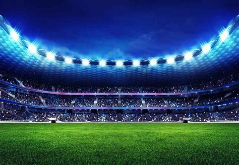 Football Field Under The Spotlight Backdrop For 2018 World Cup ...