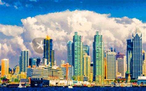 "Skyline of San Diego" Digital Art art prints and posters by lanjee ...