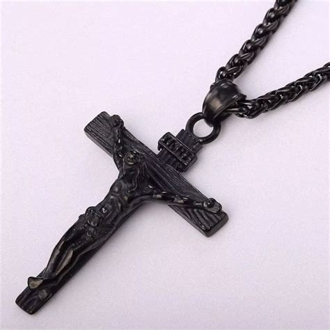 Black Crucifix Jesus Cross Necklace Brand new in the bag | Gold chains ...