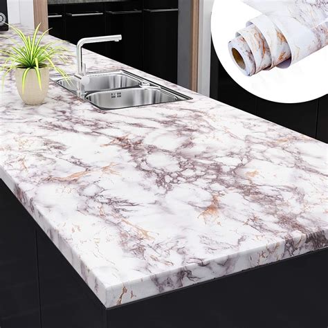 Yenhome Marble Contact Paper 24x196 inches Peel and Stick Countertops ...