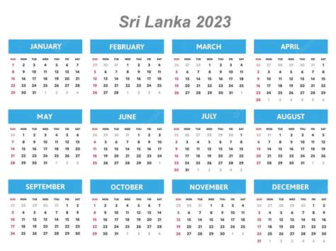 Printable Sri Lanka 2023 Calendar | Your Printable Calendar