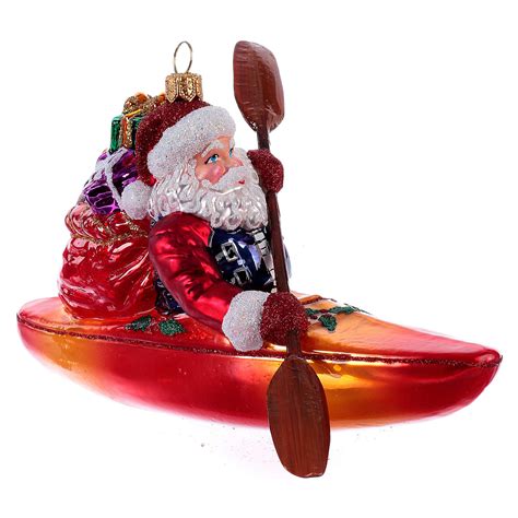 Santa Claus in Kayak Christmas ornament blown glass | online sales on ...