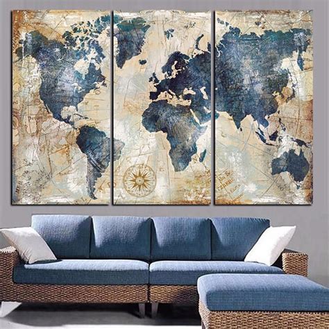 Blue World Map #worldmapmural Choose Size and the option of canvas ...