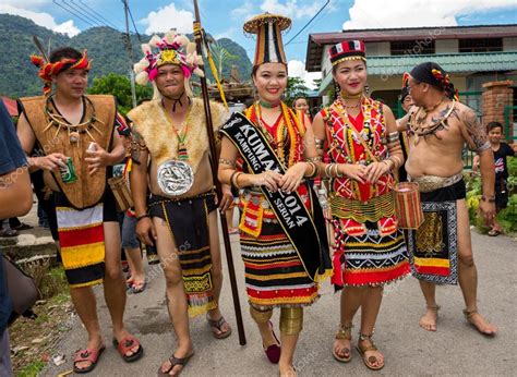 SARAWAK, MALAYSIA: JUNE 1, 2014: People of the Bidayuh tribe, an ...