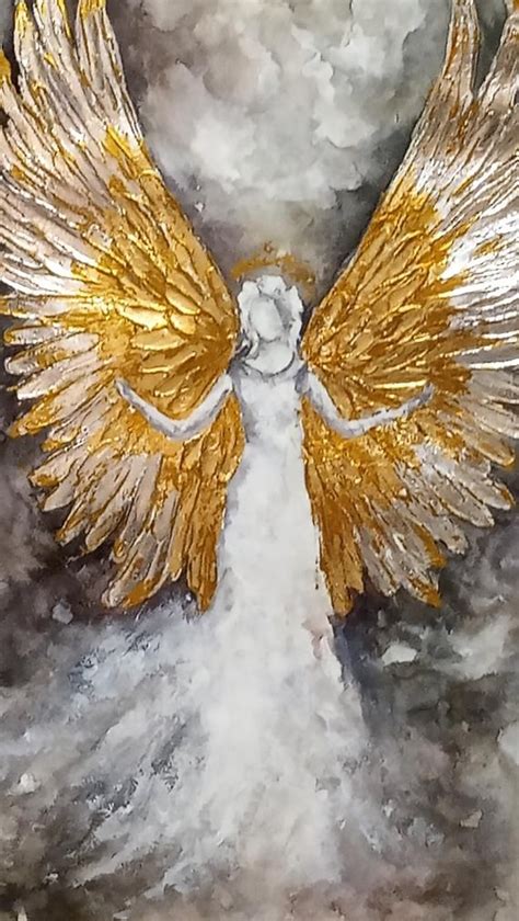 Watercolor Angel Gold-Silver Angel Wings Abstract White Angel | Etsy ...