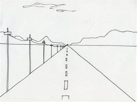 A simple illustration of one point perspective and the vanishing point ...