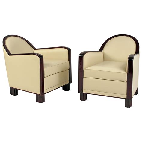 Pair of Art Deco Leather Club Chairs For Sale at 1stDibs