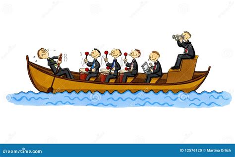 Funny Business Cartoon of a Row Boat Stock Illustration - Illustration ...