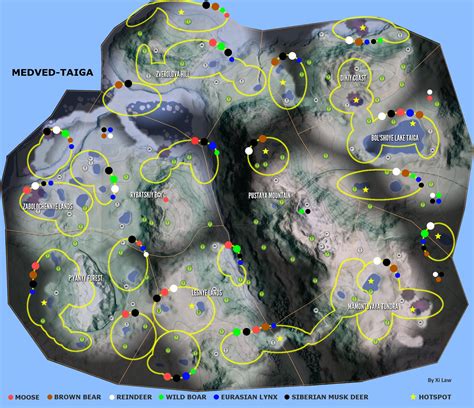 The Hunter: Call of the Wild - Animal Locations Map