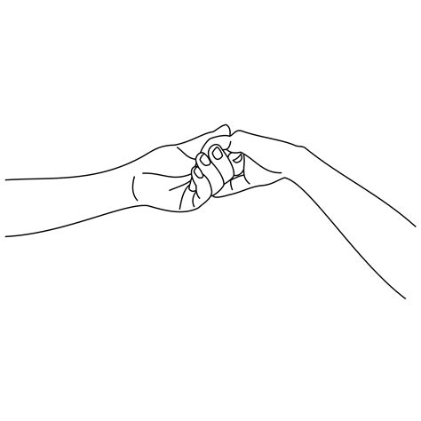 Illustration line drawing a close up of a male and female hands holding ...