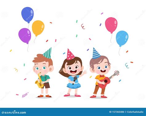 Kids Birthday Party Card Vector Illustration Stock Illustration ...