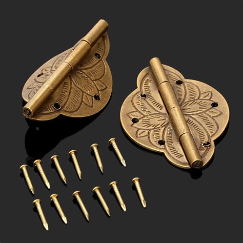 2Pcs Brass Plated Mini Hinge Antique Bronze Decorative Jewelry Wooden ...