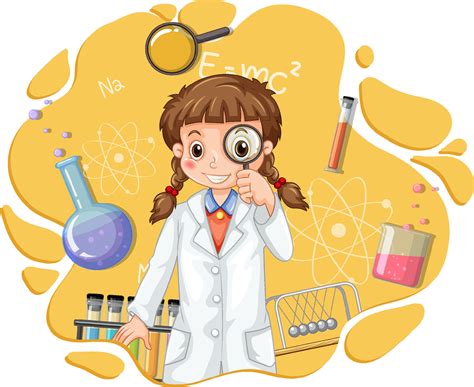 Scientist girl cartoon character with laboratory equipments 6927394 ...