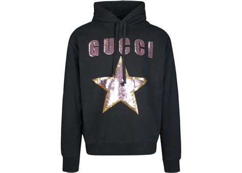 Gucci Logo-Sequinned Hoodie Black Men's - GB