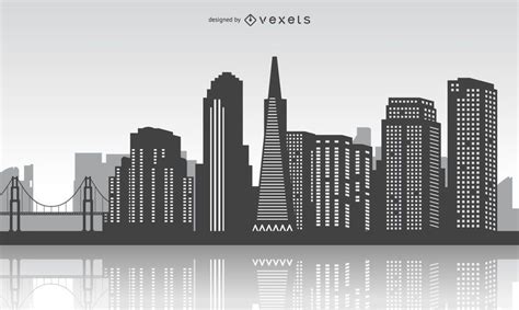 San Francisco Skyline With Reflection - Vector Download