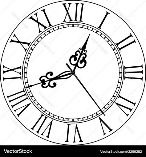 Old clock face with roman numerals Royalty Free Vector Image