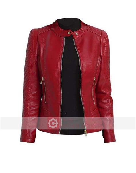 50% Off On Red Leather Moto Jacket Women