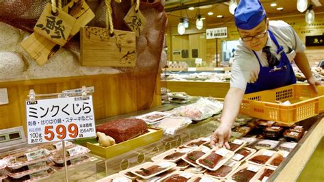 Whale meat hunted by commercial fleet on sale at Japanese department store