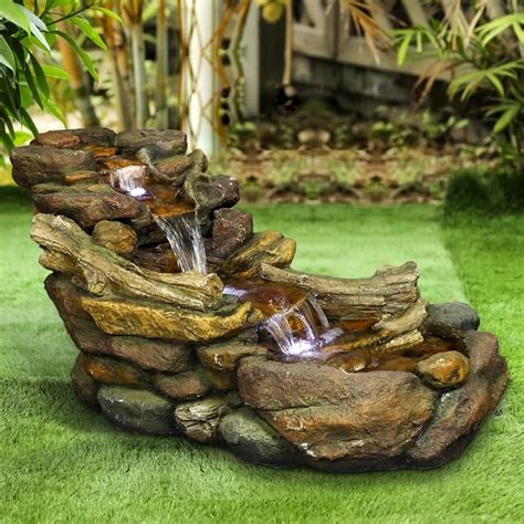 Garden Water Fountain with LED lights Patio Waterfall Feature for Home ...