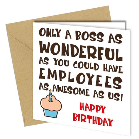 Wonderful Boss Birthday Card Awesome Employees Funny / Cheeky 441 - Etsy