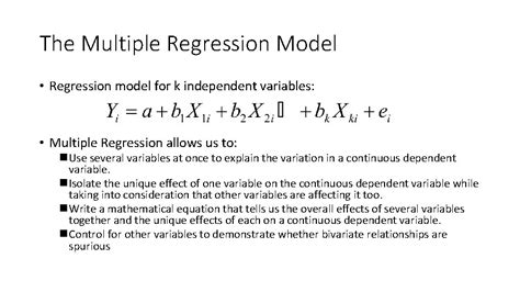 MULTIPLE LINEAR REGRESSION INTERPRETATION OF COEFFICIENTS The Multiple