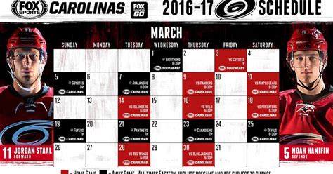 Carolina Hurricanes TV Schedule: March | FOX Sports