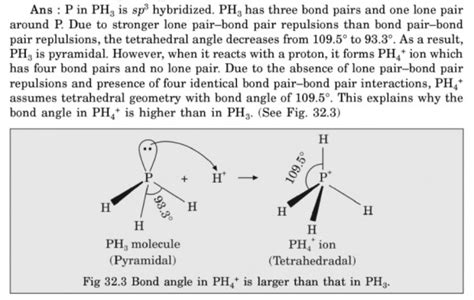 Why is bond angle in PH4 + higher than that in PH3? - Sarthaks eConnect ...