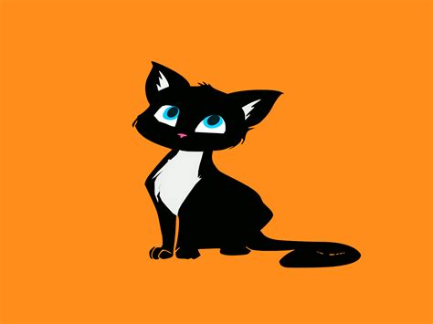 Black Cat Cartoon Art GIF | GIFDB.com