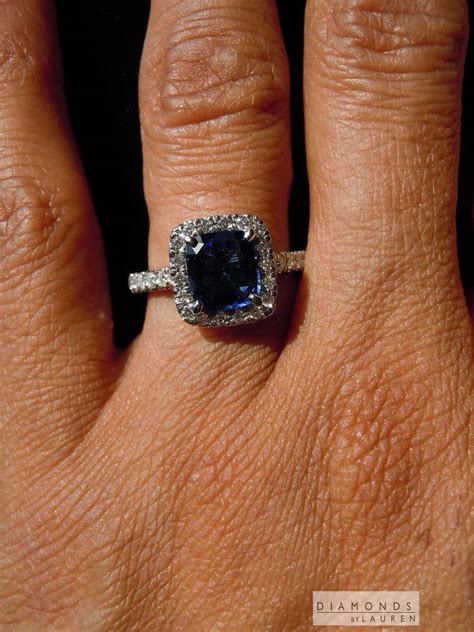 1.96ct Blue Cushion Cut Sapphire Ring