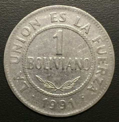 Bol003 Moneda Bolivia 1 Boliviano 1991 Xf Ayff - $ 54.00 en Mercado Libre