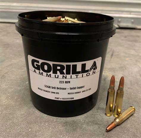 Gorilla Ammunition .223 REM 55gr Self Defense - 150 Round Bucket ...