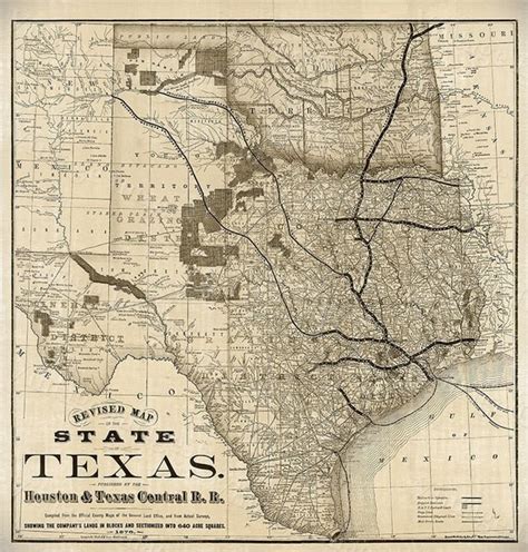 1876 Old Texas Map Vintage Historical Wall map Antique