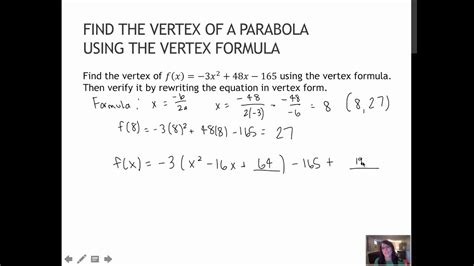 67 Find the Vertex of a Parabola by Using the Vertex Formula (3.1 ...