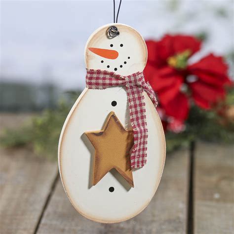 Primitive Wood Snowman Ornament - Christmas Ornaments - Christmas and ...