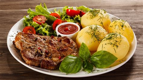 Download Ketchup Potato Meat Food Meal HD Wallpaper