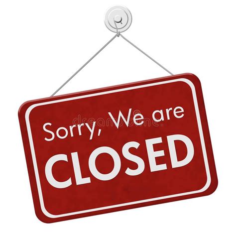 Sorry We are Closed Sign. A red hanging sign with text Sorry We are ...