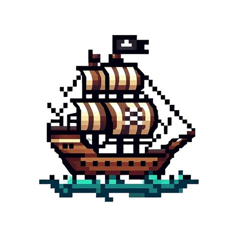 Fearless Pirate Captain Ship in Pixel Art 42899970 PNG