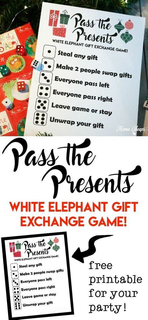 Pass the Presents White Elephant Gift Exchange Game FREE PRINTABLE ...