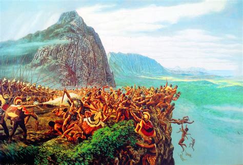 Battle of O'ahu in Hawaii between King Kamehameha I and Maui forces ...