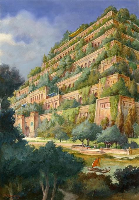 Hanging Gardens Of Babylon Drawing by English School - Pixels