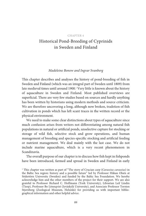 (PDF) Historical pond-breeding of Cyprinids in Sweden and Finland