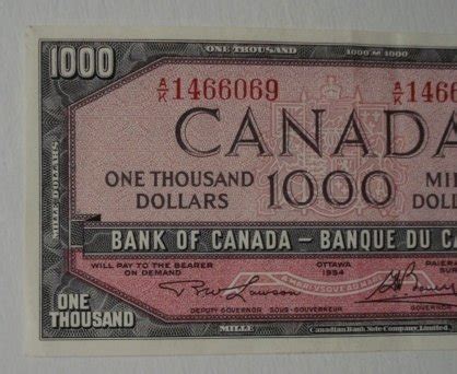 59: 1954 Canada $1000 Dollar Bill Ottawa : Lot 59